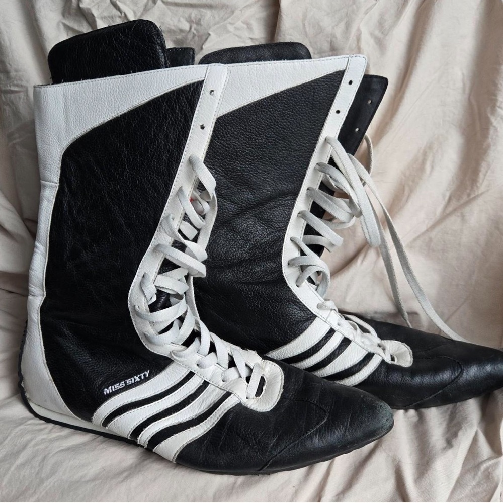 Miss Sixty Black and White High-Top Sneakers